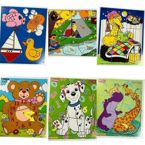 Playskool Vintage Wooden Toddler Puzzles 1980/90s Lot Of 6 Sesame Street Disney - Picture 1 of 7