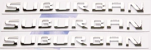 3 Pack OEM Suburban Nameplates Emblems ABS Letter 3D Badges Glossy Shiny Chrome - Bild 1 von 6