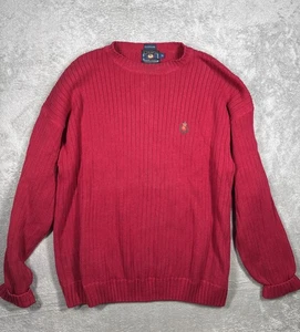 Ralph Lauren Chaps Vintage 100% Wool Cable-Knit Crewneck Sweater Red Size XL - Picture 1 of 9