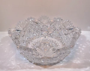 Antique ABP Antique American Brilliant Cut Glass Bowl 8" Diameter - Early 1900s - Picture 1 of 6