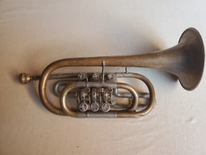 Old rotary Bb trumpet by Marie Wolf. Beautiful MoP inlayes adjustable triggers! - Picture 1 of 11