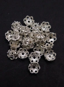 15 Pcs 8mm Filigree Bali Bead Cap Sterling Silver Plated Jewelry Making - Picture 1 of 3