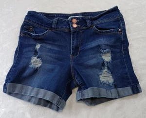 YMI Shorts Junior Größe 7/28 blau Jeans WannaBettaButt distressed Bündchen 2 Knöpfe - Bild 1 von 12
