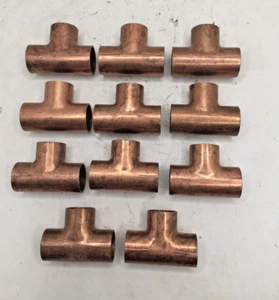 3/4" x 3/4" x 3/4" Copper Tee CxCxC Sweat Plumbing Fitting *Lot of (11) - Picture 1 of 1