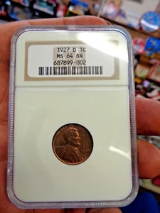 1927 d lincoln cent ngc ms64 bn - Picture 1 of 4