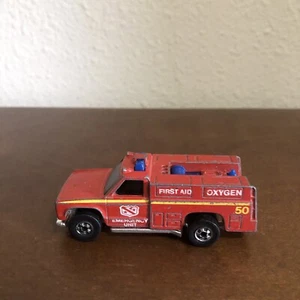 1974 Hot Wheels Red Emergency Unit Made In Hong Kong First Aid Truck Auto - Bild 1 von 6