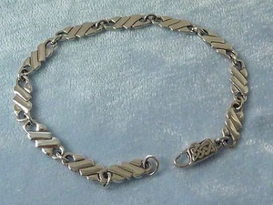 Vintage Art Deco Sterling Glied Armband, AK Verschluss, Konder #377 - Bild 1 von 10