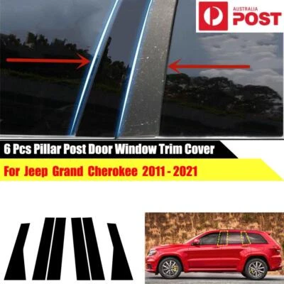 6pcs Pillar Post Door Window Trim Cover Black For Jeep Grand Cherokee 2011-2021 - image 1 of 4