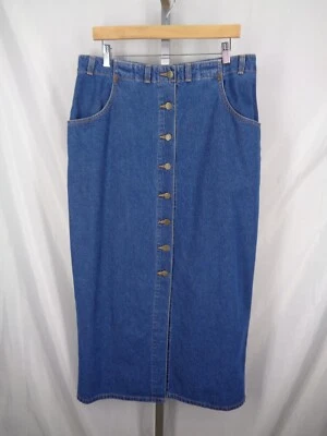 Eddie Bauer 复古纽扣前长牛仔裙 16 码 — 第 1/4 张图片