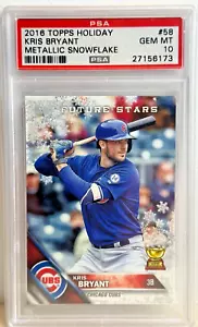 2016 TOPPS HOLIDAY KRIS BRYANT METALLIC SNOWFLAKE RC #58 PSA 10 - Picture 1 of 3