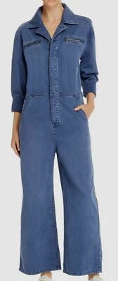 $749 Mono de mezclilla de algodón azul manga larga con botones delanteros para mujer Current/Elliott 2 Foto 1 de 2