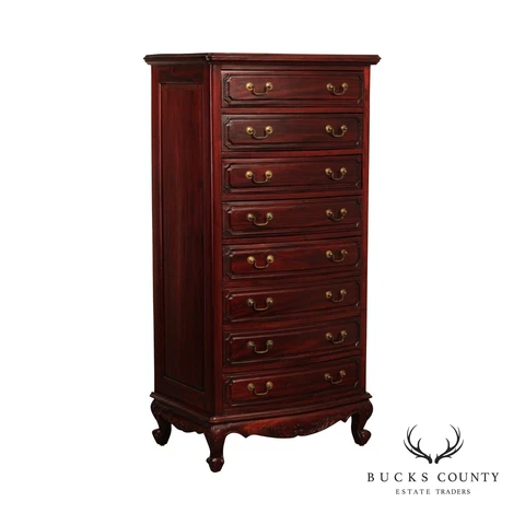 French Louis XV Style Mahogany Lingerie Chest Cover