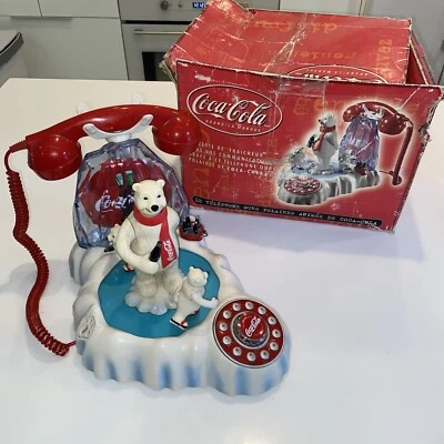 Teléfono iluminado musical animado Coca-Cola oso polar patinaje sobre hielo VIDEO Foto 1 de 4