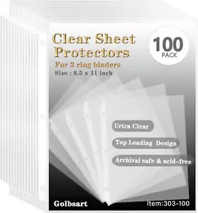 Protectores de chapa 8,5 x 11 pulgadas paquete de 100 carga superior reforzado 3 agujeros perforador - Imagen 1 de 12