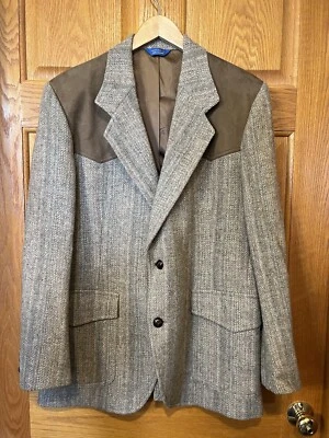 CO489 Pendleton Vintage Western Sports Coat Blazer Suede Accents USA Made Men 40 - Image 1 of 4