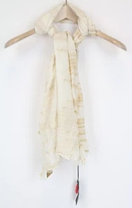 MAISON SCOTCH Women Scarf OS Beige Cotton Blend Lightweight Patterned - Picture 1 of 6