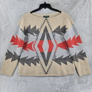 Lauren Ralph Lauren Women’s Wool Blend Southwest Aztec Sweater Size Large - Picture 1 of 6