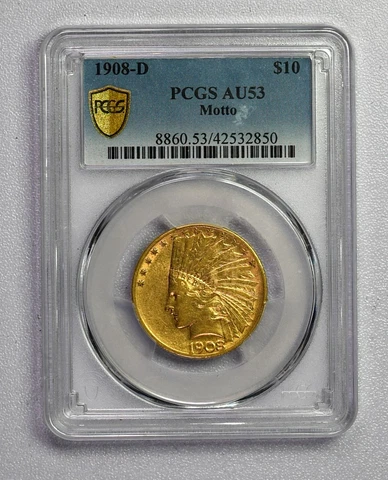 1908-D Motto PCGS graded $10 Gold Indian - Free Shipping!! Cover