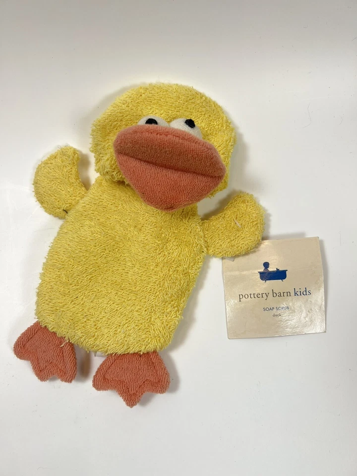Pottery Barn Kids Duck Bath Mitt Wash Cloth New Puppet PBK Yellow Orange - Image 1 of 2