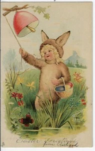 Tuck Easter Series #527 Easter Greetings Postcard Little Girl Dressed as Bunny - Picture 1 of 2