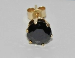 Men's 9ct Gold 1.00ct Black Diamond Single Stud Earring Simulated - UK MADE - Picture 1 of 6