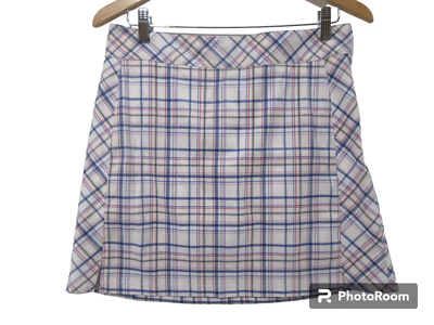 Falda corta de golf Izod talla 4 para mujer tenis a cuadros blanca rosa azul EXCELENTE Foto 1 de 4