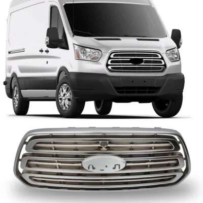 Front Bumper Upper Grille Grill For 15-19 Ford Transit 150 250 350 Matte Chrome Foto 1 de 4