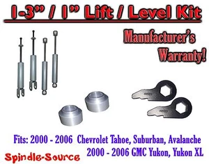 1-3" Keys / 1" Leveling Kit + SHOCKS FOR 00 - 06 CHEVY GMC 1500 SUVs tahoe yukon - Picture 1 of 1