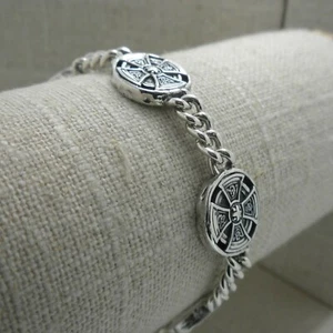 Bracciale Croce Celtica Argento Sterling PETRICHOR Keith Jack Gioielli 7" Confezione Regalo - Foto 1 di 9