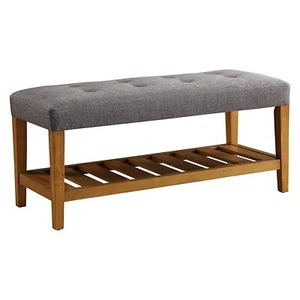 CHARLA BENCH IN GRAY AND OAK - Picture 1 of 7