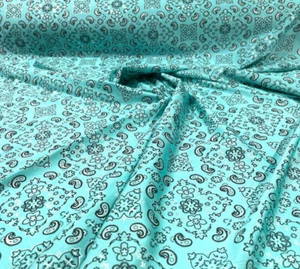 Metallic Bandana Print Stretch Tricot Spandex Fabric By The Yard - Picture 1 of 2