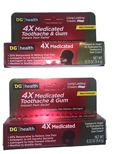 Paquete de 2 ~ DG 4X Alivio instantáneo del dolor de muelas Medicado Alivio de encías .33 oz, CAD 10/25 - Imagen 1 de 4