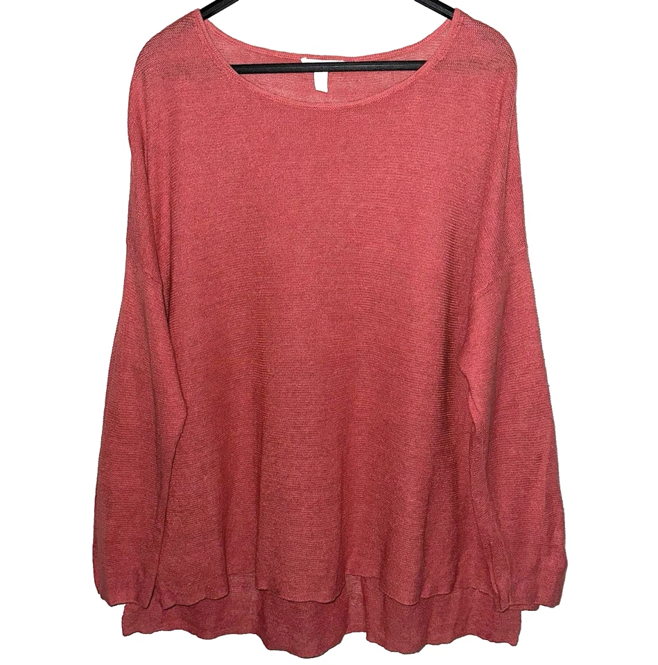 Suéter Pullover EILEEN FISHER Talla XL 100% Lino Orgánico Rojo Polvoriento Ligero Foto 1 de 4