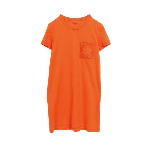 HERMÈS Abito midi HERMES mosaico manica corta 3E4509DL cotone arancione #36 usato