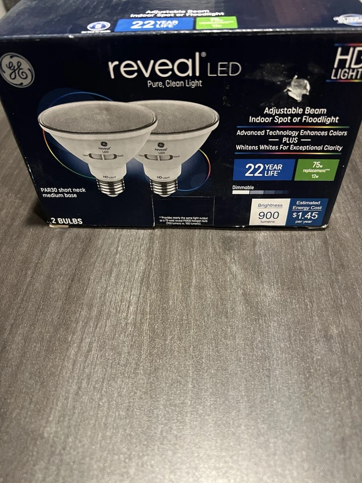 GE 75w Replacement Reveal HD+ LED Bulbs PAR30 Short Neck Med Base Spot Flood 2Pk - Image 1 of 3