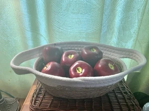 12 Artificial Apples In Basket 🍎🧺 - Picture 1 of 3