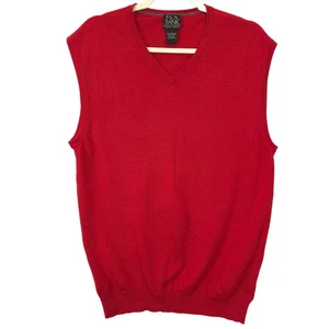 Jos A Bank Merinowolle Pullover Weste Herren L Rot V-Ausschnitt Traveler Collection - Bild 1 von 7