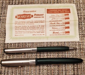 Juego de plumas estilográficas y lápices Wearever Bannant vintage sin usar 8363 cromo verde - Imagen 1 de 8