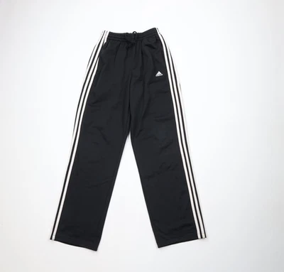Vintage Y2K Adidas Mens Small Spell Out Striped Wide Leg Sweatpants Pants Black - Image 1 of 4