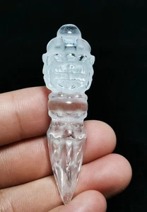 Carving ! Natural A Sai Clear Quartz Crystal Reiki Stone Healing - Picture 1 of 8