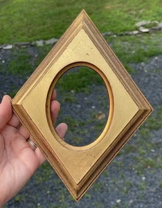 Antique - Vintage 1920s 1930s Germany Diamond Wooden Miniature Oval Frame - Picture 1 of 8
