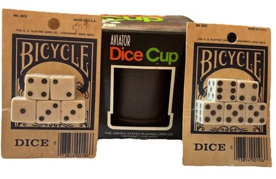 Vintage Leather Textured Cushioned Quiet Aviator Dice Cup & 2 Sealed Sets Dice - Image 1 of 4
