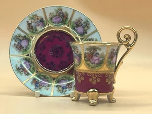 German Porcelain Fragonard, J.K. Deco Carlsbad Bavaria Old Vienna demitasse duo. - Picture 1 of 11