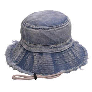 Fashion Cotton Denim Distressed Bucket Hat, Sun Hat, Hat for Men and Women (B... - Picture 1 of 8