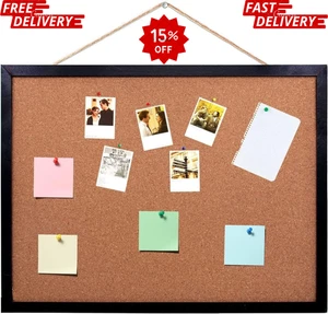 Schwarze Korkplatte Pinnwand, 14,6" x 11" Korkplatte, Rahmen mit Eichenholzoberfläche, B - Bild 1 von 10