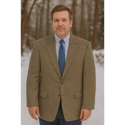 Lauren Ralph Lauren VTG 100% Wool Houndstooth Blazer Sport Coat Brown -Black-Tan - Image 1 of 4