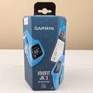 Garmin Vivofit Jr 3 Kids Fitness Activity Tracker Watch Blue Stars Swim NEW - Picture 1 of 4