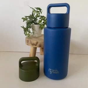 NEW Frank Green 1L Drink Bottle Blue Matte Grip Finish Lid Ceramic Reusable 34oz - Picture 1 of 12