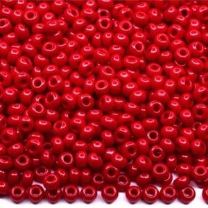 10/0 93170 Preciosa Tschechische kleine Glasperlen Rocailles 2,3 mm. Blickdicht rot. - Bild 1 von 5