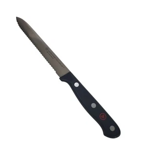 WUSTHOF GOURMET 5" UTILITY KNIFE, Stainless Steel, Black Triple-Rivet Handle - Picture 1 of 5